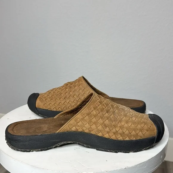 KEEN MENS SAN JUAN TAN WOVEN LEATHER SLIP ON SANDAL SHOES - Picture 6 of 12